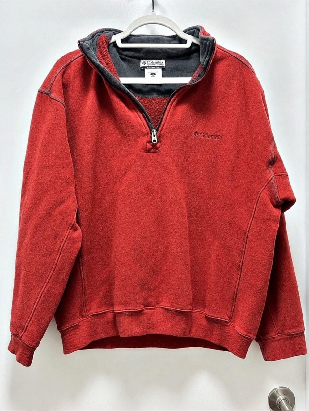 Columbia Men’s Red Quarter Zip Fleece Pullover Sweater Size Large L